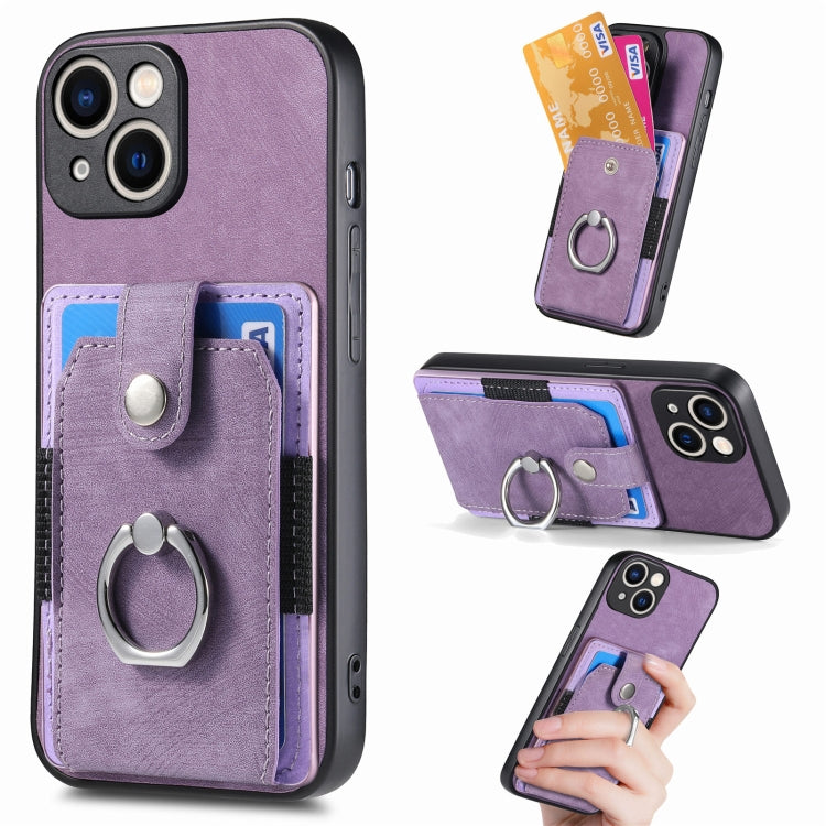 Retro Skin-feel Ring Card Wallet Phone Case, Series 1