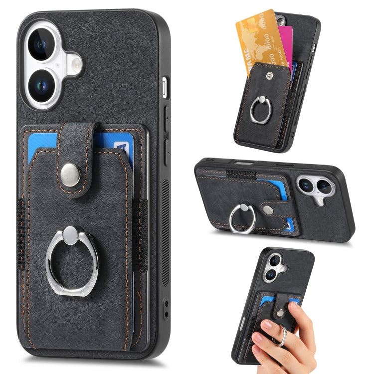 Retro Skin-feel Ring Card Wallet Phone Case, Series 2