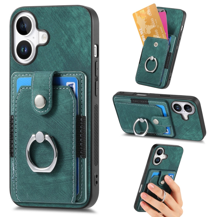 Retro Skin-feel Ring Card Wallet Phone Case, Series 2