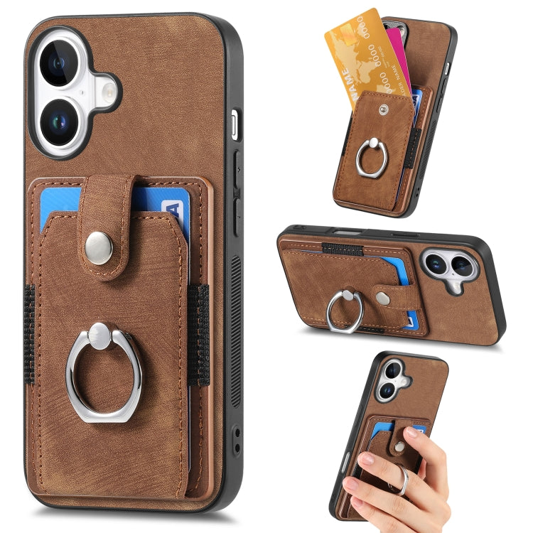 Retro Skin-feel Ring Card Wallet Phone Case, Series 2