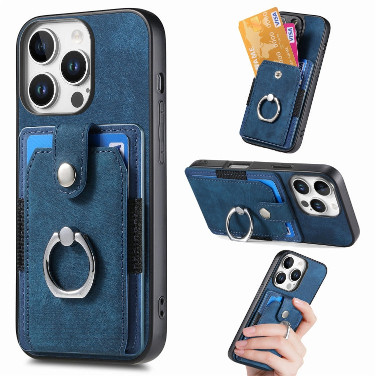 Retro Skin-feel Ring Card Wallet Phone Case, Series 2