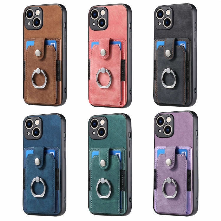 Retro Skin-feel Ring Card Wallet Phone Case, Series 2