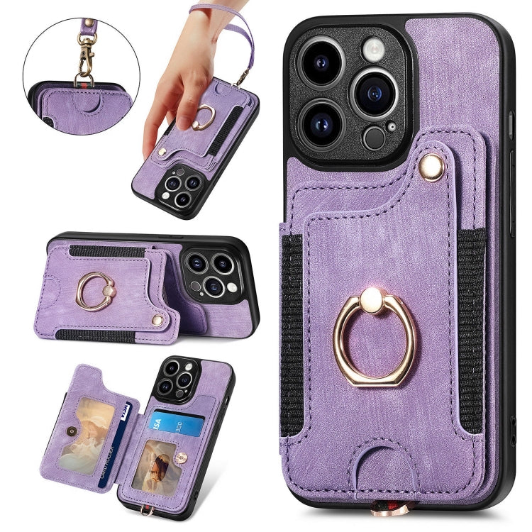 Retro Skin-feel Ring Multi-card Wallet Phone Case, Series 1