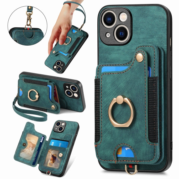 Retro Skin-feel Ring Multi-card Wallet Phone Case, Series 1