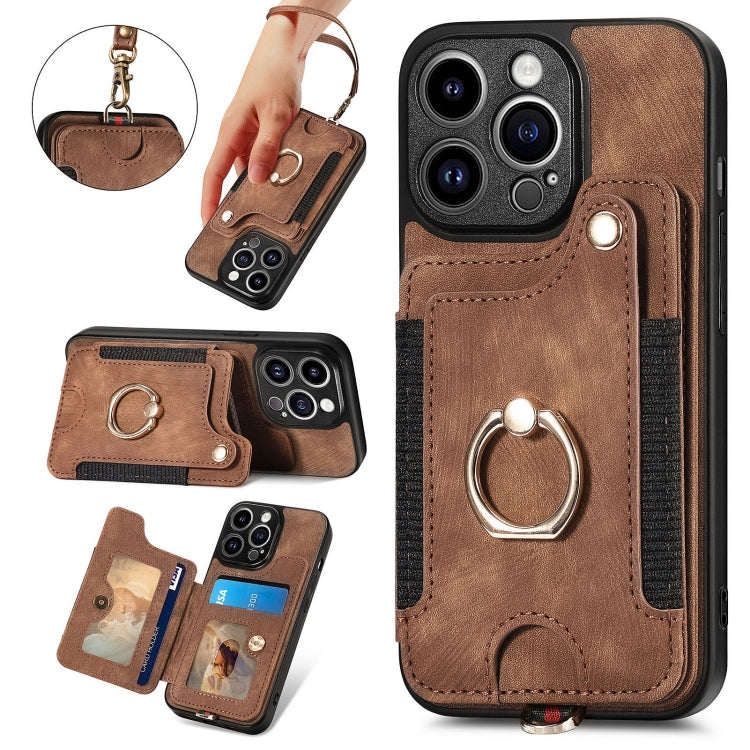 Retro Skin-feel Ring Multi-card Wallet Phone Case, Series 2