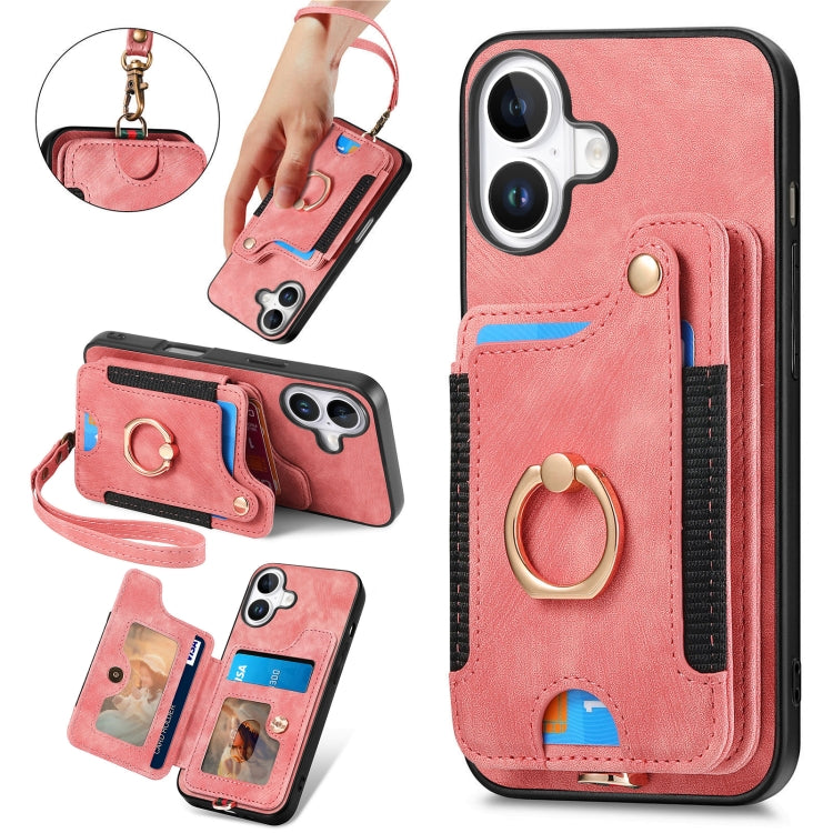 Retro Skin-feel Ring Multi-card Wallet Phone Case, Series 2