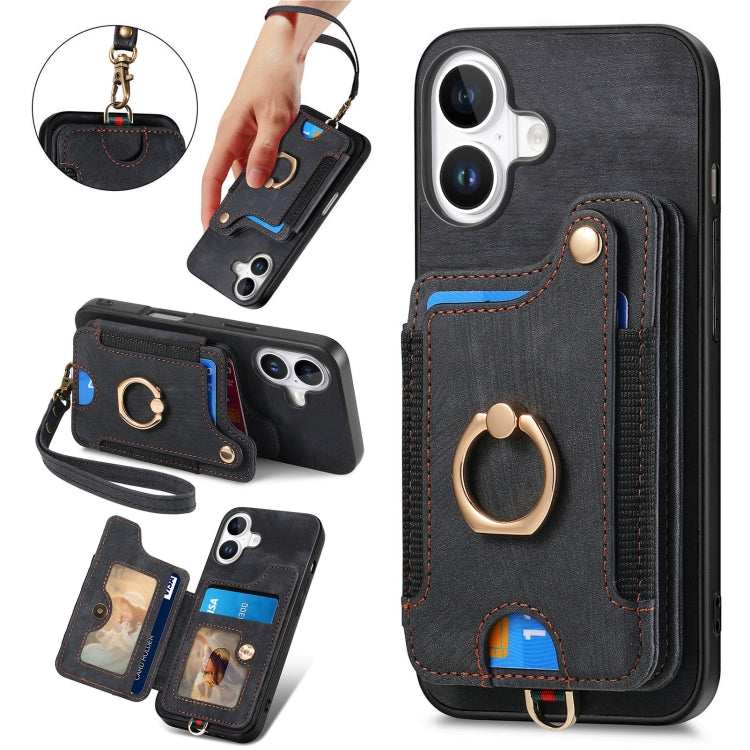 Retro Skin-feel Ring Multi-card Wallet Phone Case, Series 2