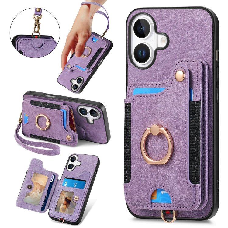 Retro Skin-feel Ring Multi-card Wallet Phone Case, Series 2