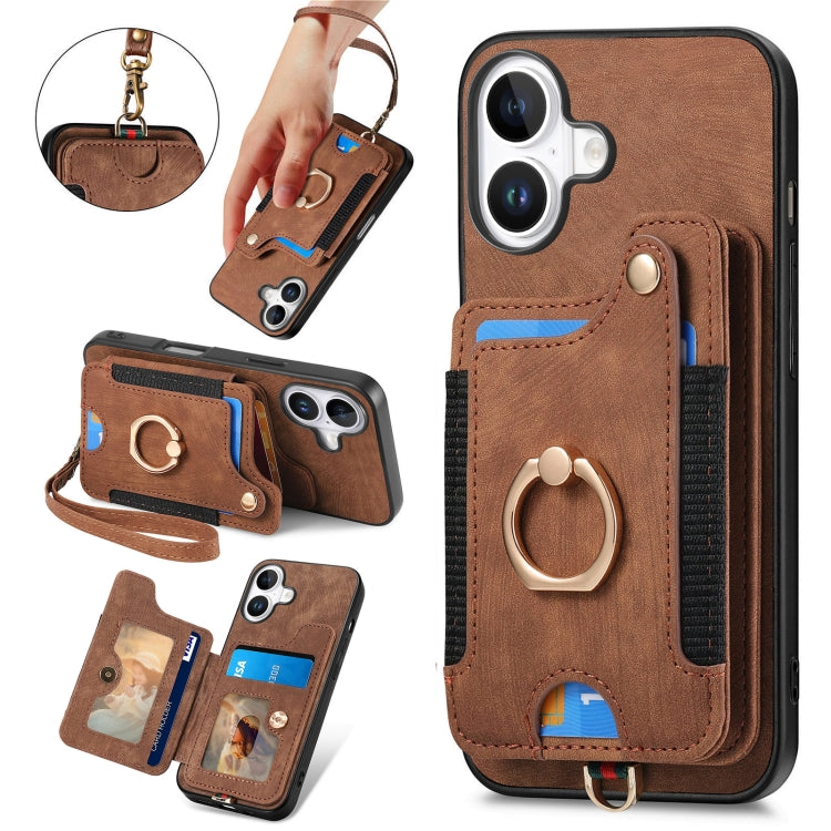 Retro Skin-feel Ring Multi-card Wallet Phone Case, Series 2