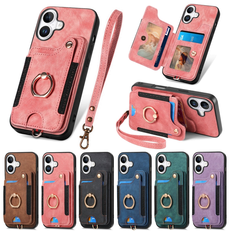 Retro Skin-feel Ring Multi-card Wallet Phone Case, Series 1