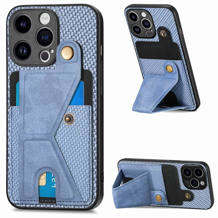 Carbon Fiber Wallet Flip Card K-shaped Holder Phone Case, Series 1