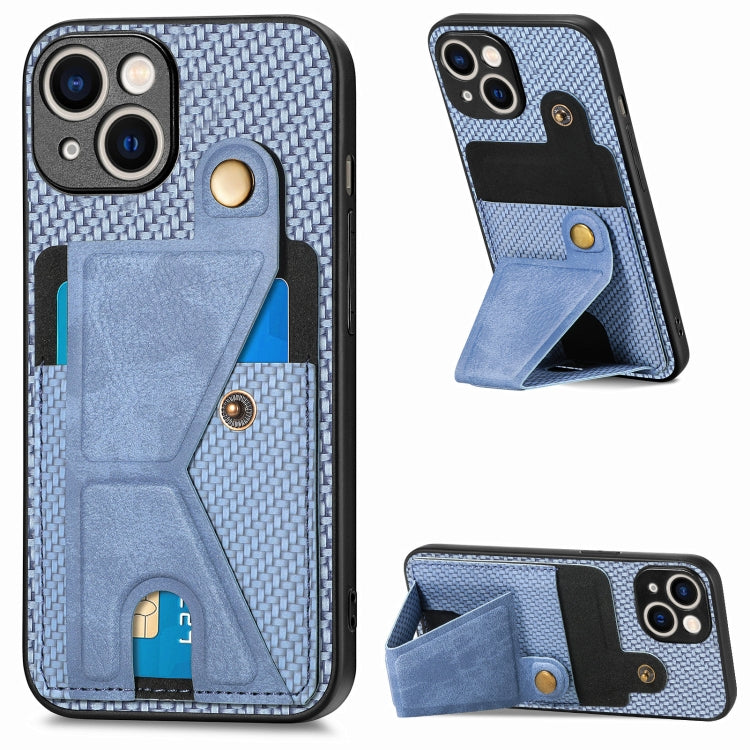 Carbon Fiber Wallet Flip Card K-shaped Holder Phone Case, Series 1