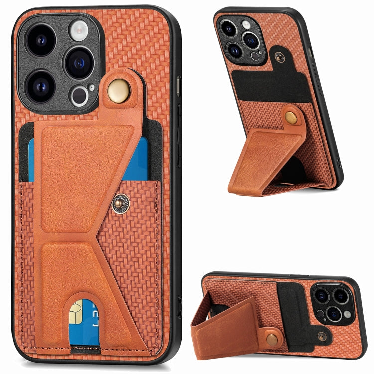 Carbon Fiber Wallet Flip Card K-shaped Holder Phone Case, Series 2