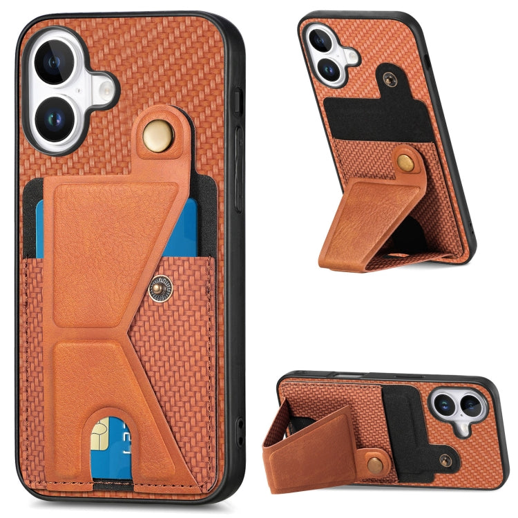 Carbon Fiber Wallet Flip Card K-shaped Holder Phone Case, Series 2