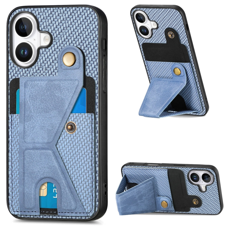 Carbon Fiber Wallet Flip Card K-shaped Holder Phone Case, Series 1