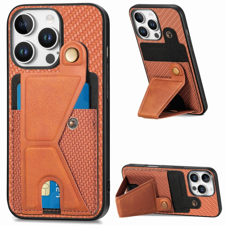 Carbon Fiber Wallet Flip Card K-shaped Holder Phone Case, Series 1