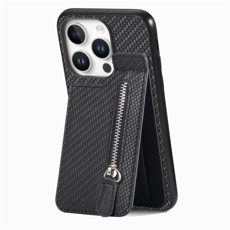 Carbon Fiber Vertical Flip Zipper Phone Case, Series 1