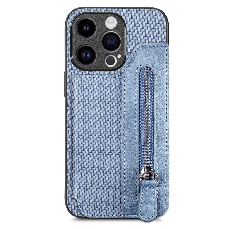 Carbon Fiber Horizontal Flip Zipper Wallet Phone Case, Series 1