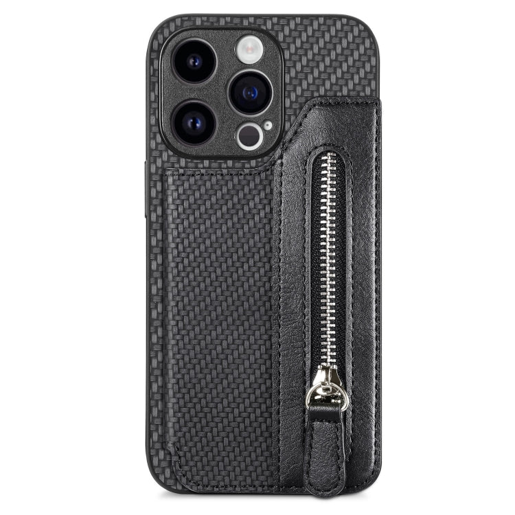 Carbon Fiber Horizontal Flip Zipper Wallet Phone Case, Series 2