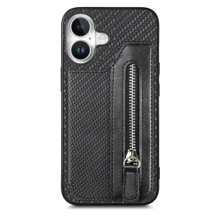 Carbon Fiber Horizontal Flip Zipper Wallet Phone Case, Series 1