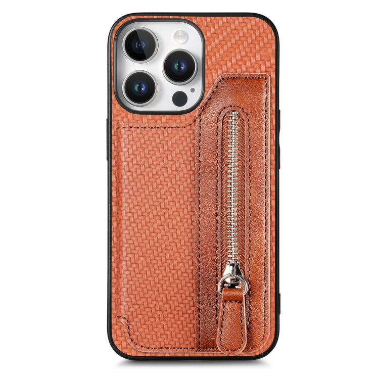 Carbon Fiber Horizontal Flip Zipper Wallet Phone Case, Series 1