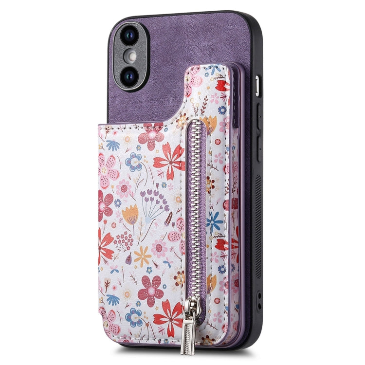 Retro Painted Zipper Wallet Back Phone Case, Series 3