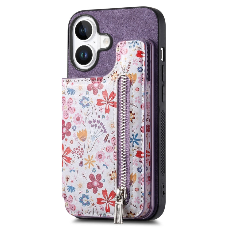 Retro Painted Zipper Wallet Back Phone Case, Series 2