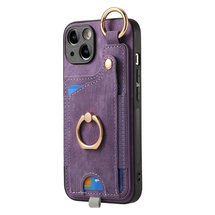 Retro Skin-feel Ring Card Bag Phone Case with Hang Loop, Series 6