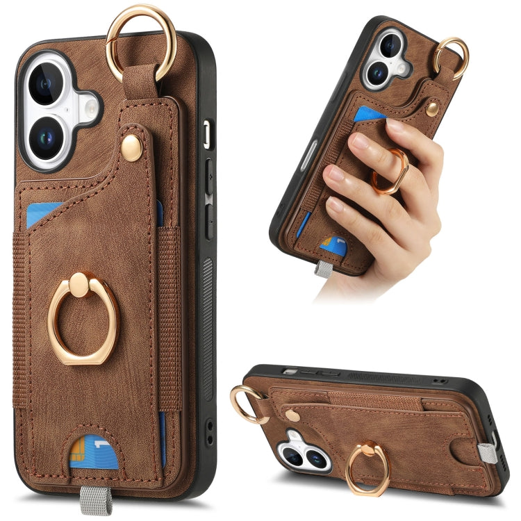 Retro Skin-feel Ring Card Bag Phone Case with Hang Loop, Series 4