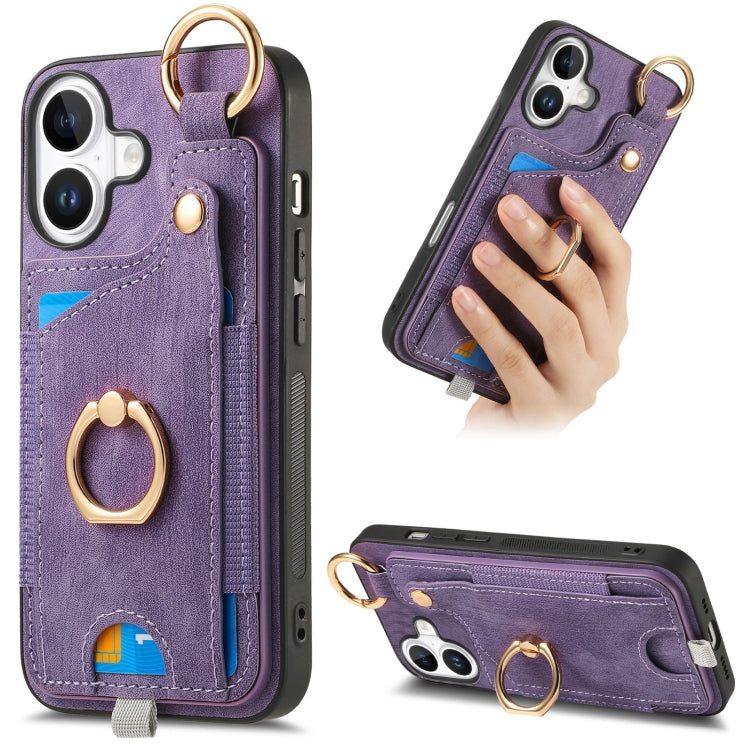 Retro Skin-feel Ring Card Bag Phone Case with Hang Loop, Series 4