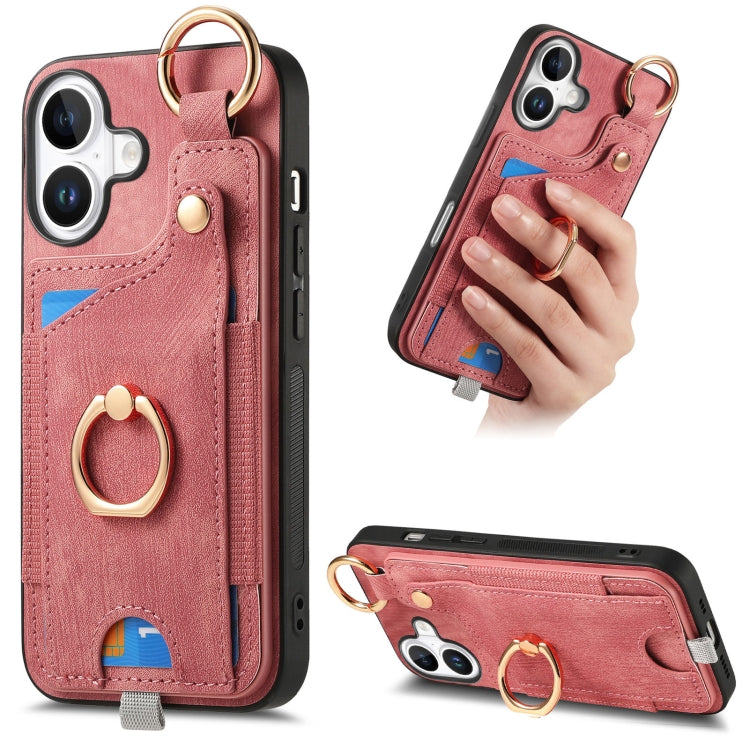 Retro Skin-feel Ring Card Bag Phone Case with Hang Loop, Series 4