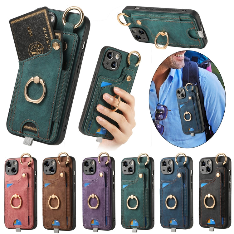 Retro Skin-feel Ring Card Bag Phone Case with Hang Loop, Series 3