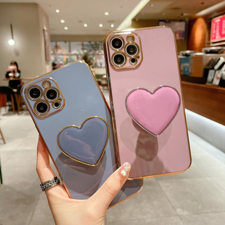 Electroplating Love Heart Holder TPU Phone Case, Series 1