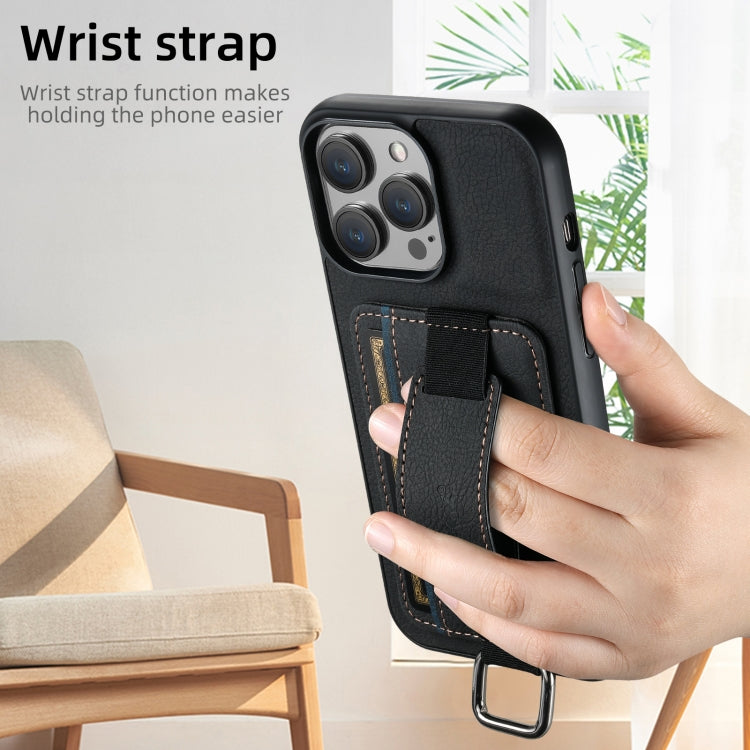 Suteni H13 Litchi Leather Wrist Strap Wallet Back Phone Case, Series 4