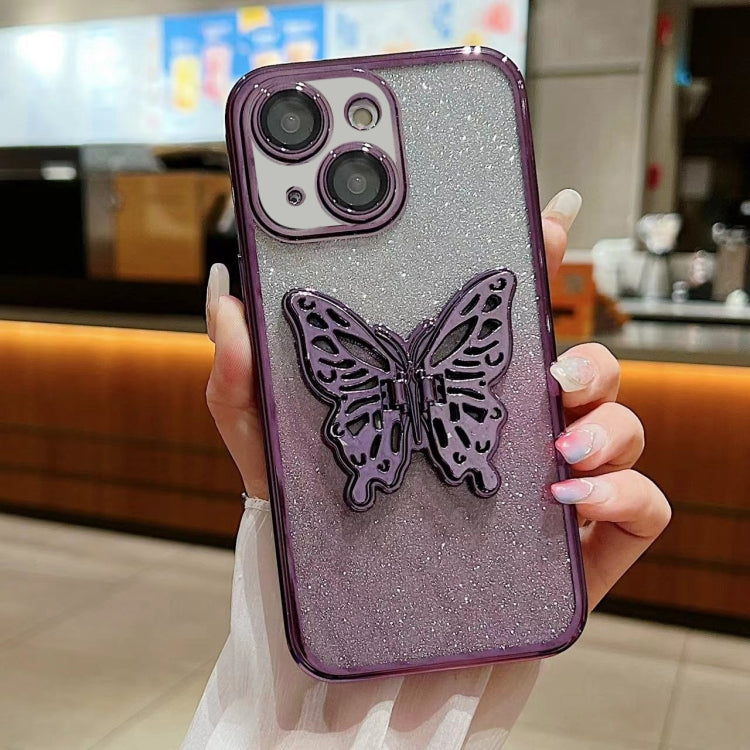 Electroplated Gradient Glitter 3D Butterfly TPU Phone Case, Series 4