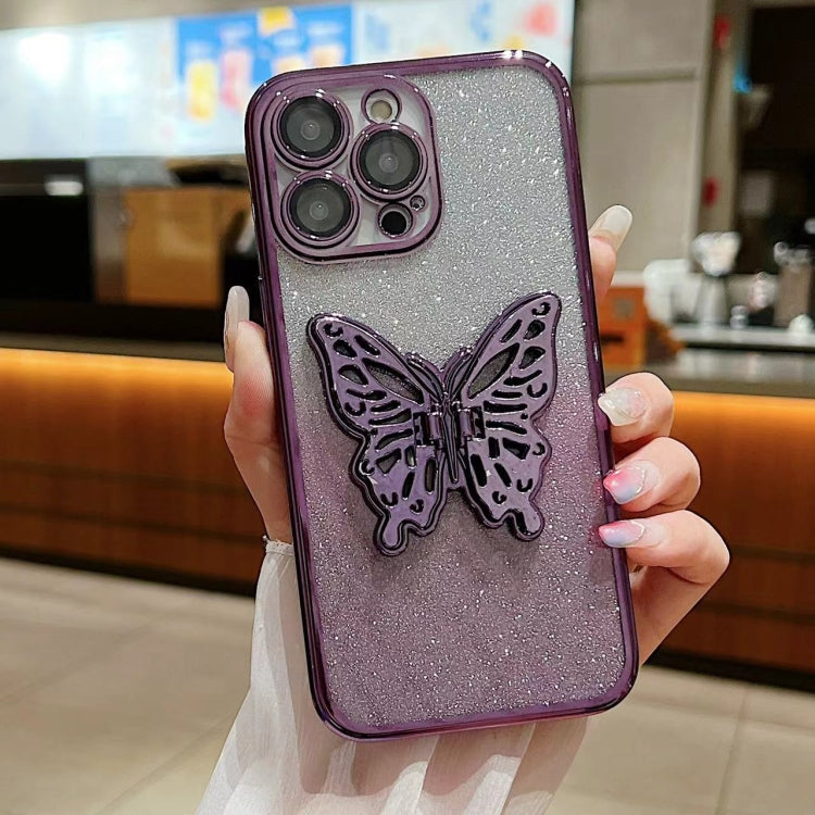 Electroplated Gradient Glitter 3D Butterfly TPU Phone Case, Series 2