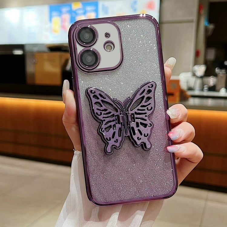 Electroplated Gradient Glitter 3D Butterfly TPU Phone Case, Series 5