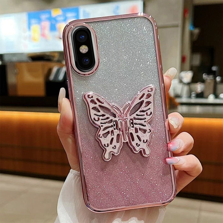 Electroplated Gradient Glitter 3D Butterfly TPU Phone Case, Series 2