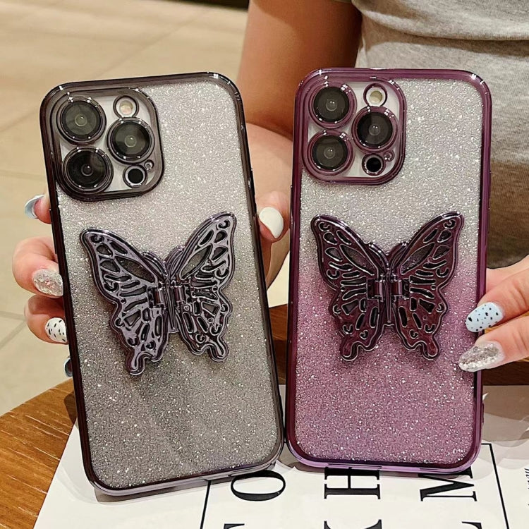 Electroplated Gradient Glitter 3D Butterfly TPU Phone Case, Series 2