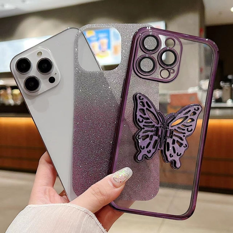 Electroplated Gradient Glitter 3D Butterfly TPU Phone Case, Series 4