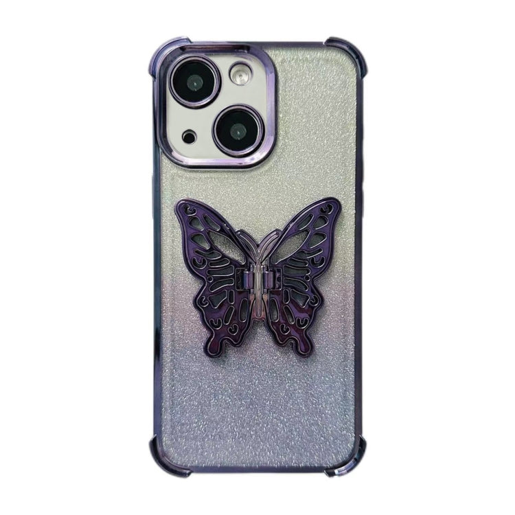 Electroplated Glitter 3D Butterfly Four-corner Shockproof TPU Phone Case, Series 4