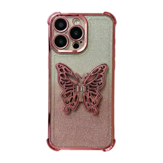 Electroplated Glitter 3D Butterfly Four-corner Shockproof TPU Phone Case, Series 3