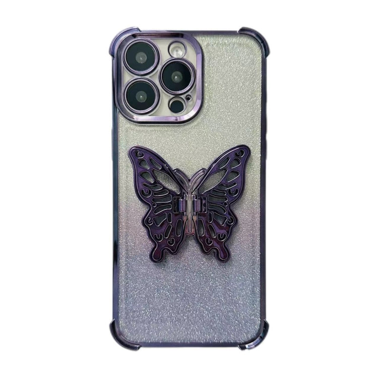 Electroplated Glitter 3D Butterfly Four-corner Shockproof TPU Phone Case, Series 2