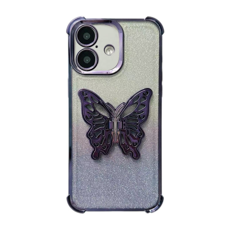 Electroplated Glitter 3D Butterfly Four-corner Shockproof TPU Phone Case, Series 1