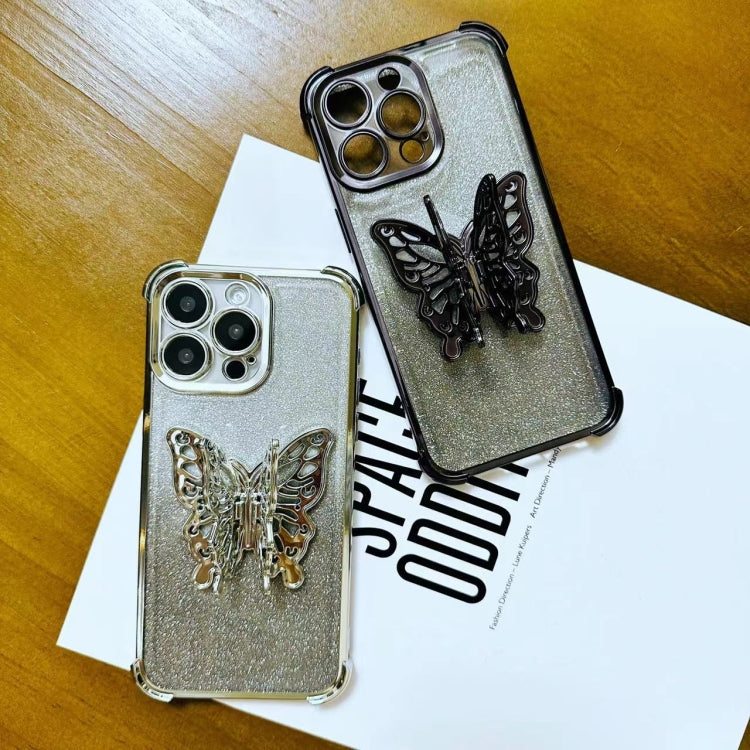 Electroplated Glitter 3D Butterfly Four-corner Shockproof TPU Phone Case, Series 4