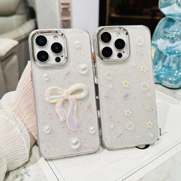 3D Bow Pearl Love Flower TPU Phone Case, For iPhone 12 Pro Max, For iPhone 12 Pro