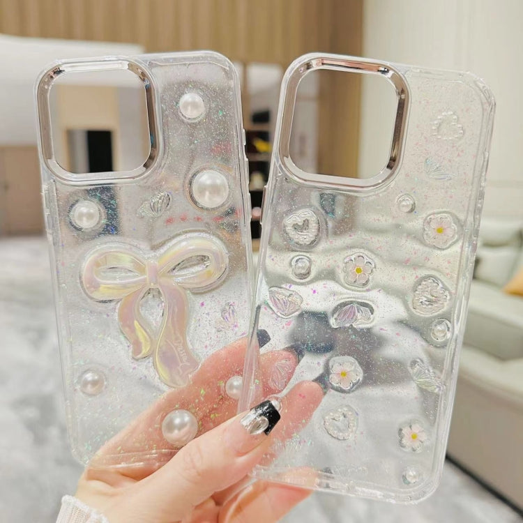 3D Bow Pearl Love Flower TPU Phone Case, For iPhone 12 Pro Max, For iPhone 12 Pro