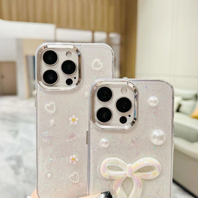 3D Bow Pearl Love Flower TPU Phone Case, For iPhone 12 Pro Max, For iPhone 12 Pro