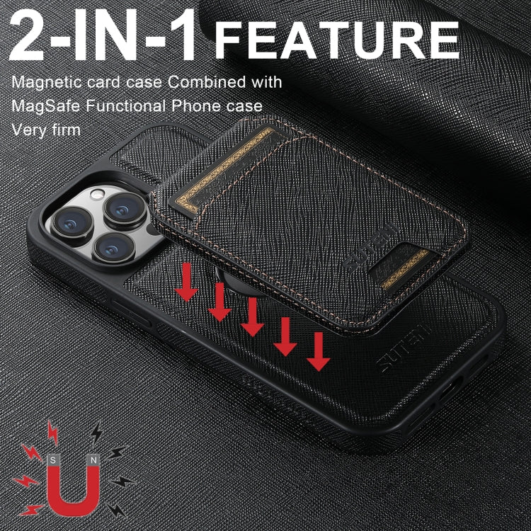 Suteni M2 Cross-Grain MagSafe Vertical Card Back Phone Case, Series 1