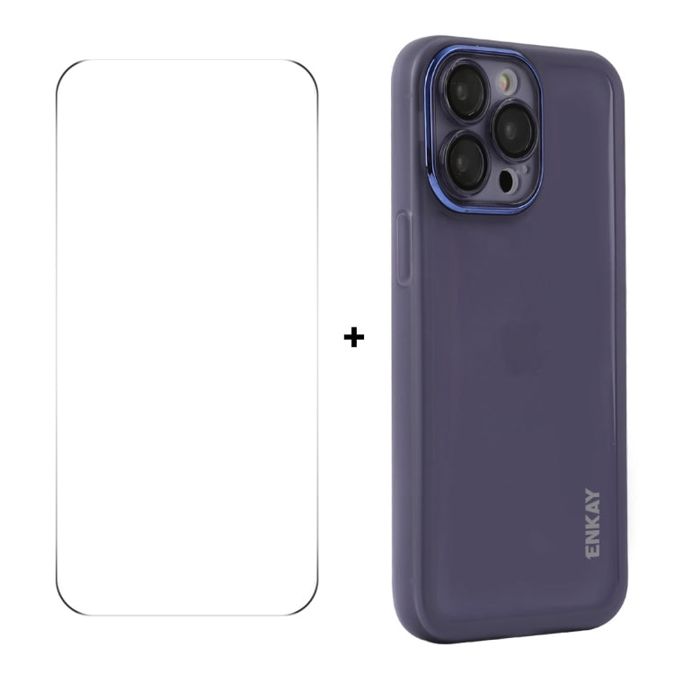 ENKAY Hat-Prince Translucent Matte TPU Phone Case with Lens Film + 9H Big Arc Edge Film, Series 1